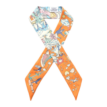 Hermes Silk Sur Mon Nuage Twilly Abricot Bleu Multicolor 1 of 4