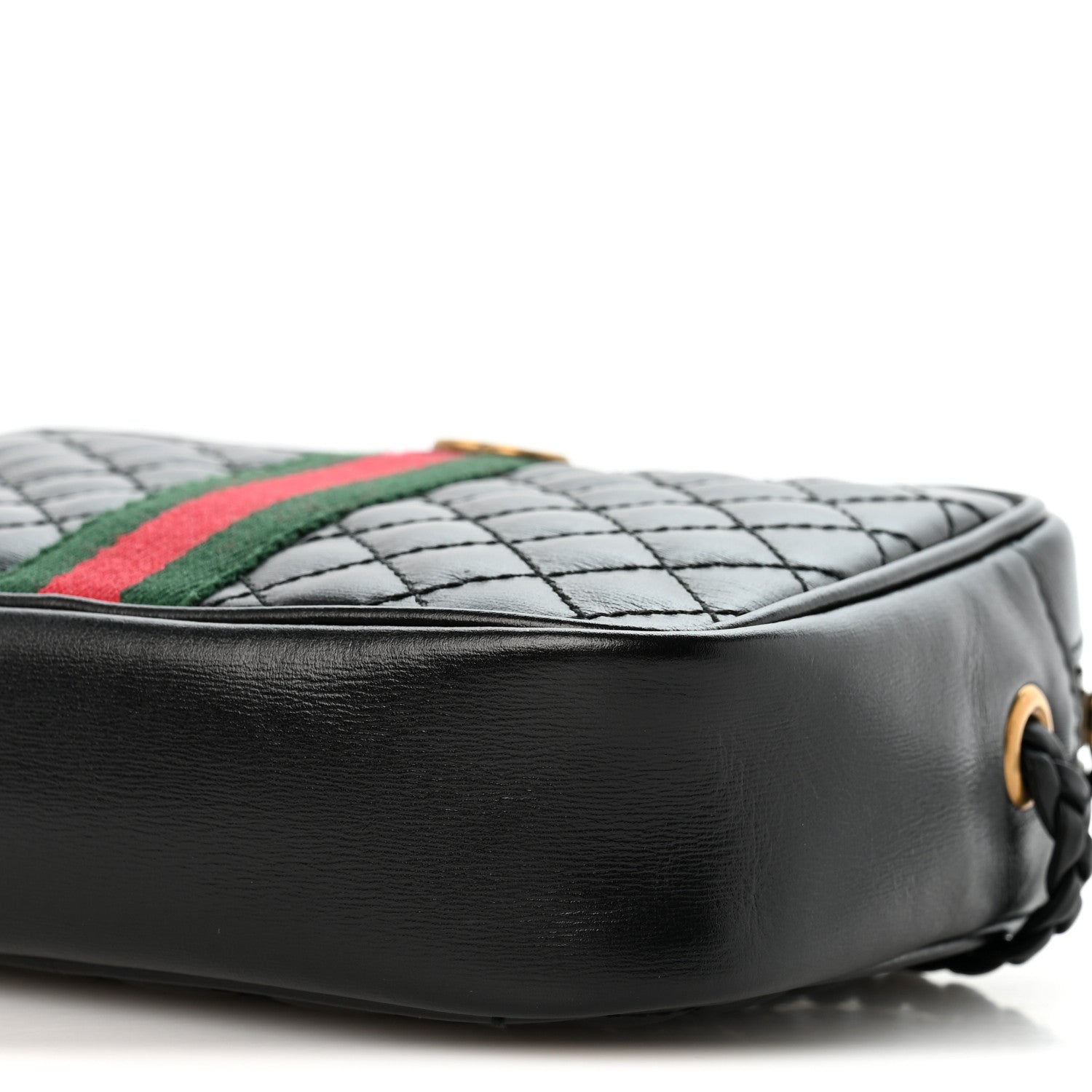 Gucci Calfskin Trapuntata Web Mini GG Shoulder Bag Black 10 of 12