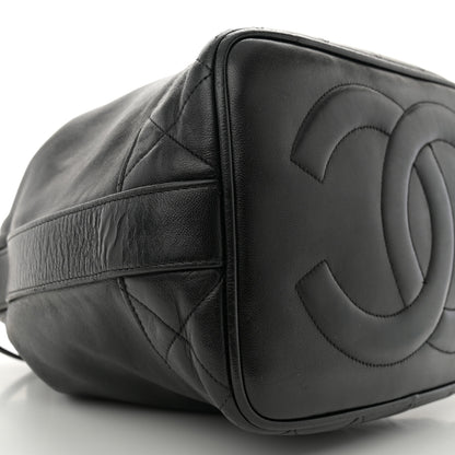 Chanel Lambskin Quilted Drawstring Bucket Bag Black 8 of 11