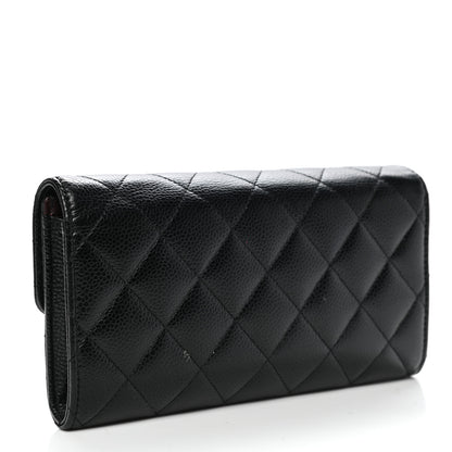 Chanel Caviar Quilted Large Gusset Flap Wallet Black 3 of 12