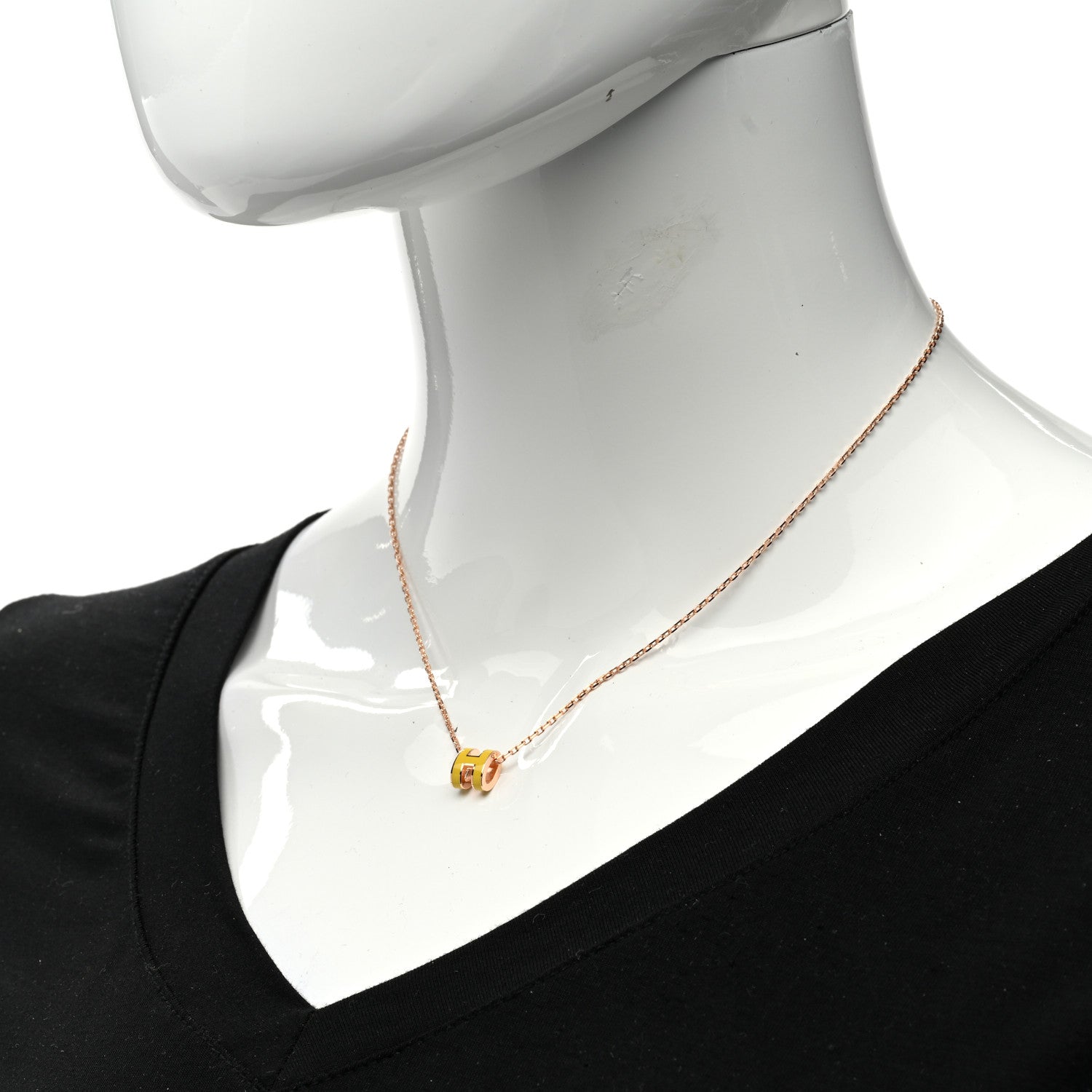 Hermes Lacquered Gold Mini Pop H Pendant Necklace Mimosa 2 of 7