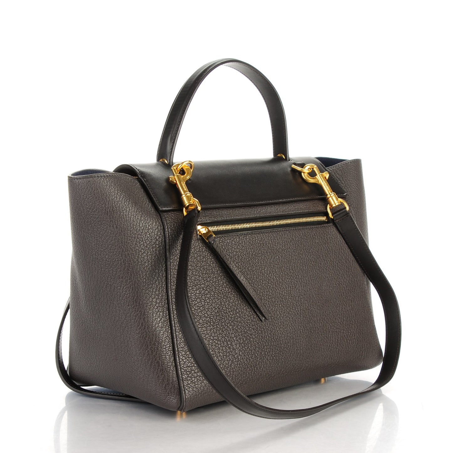 Goatskin Smooth Calfskin Mini Belt Bag Dark Taupe