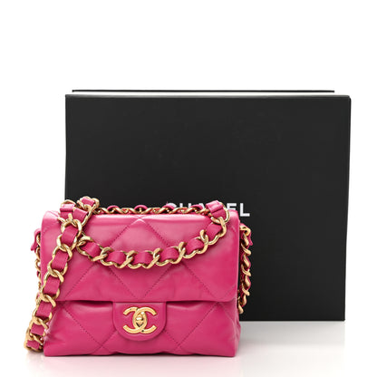 Chanel Lambskin Quilted Small Chain Top Handle Flap Fuchsia 16 of 16
