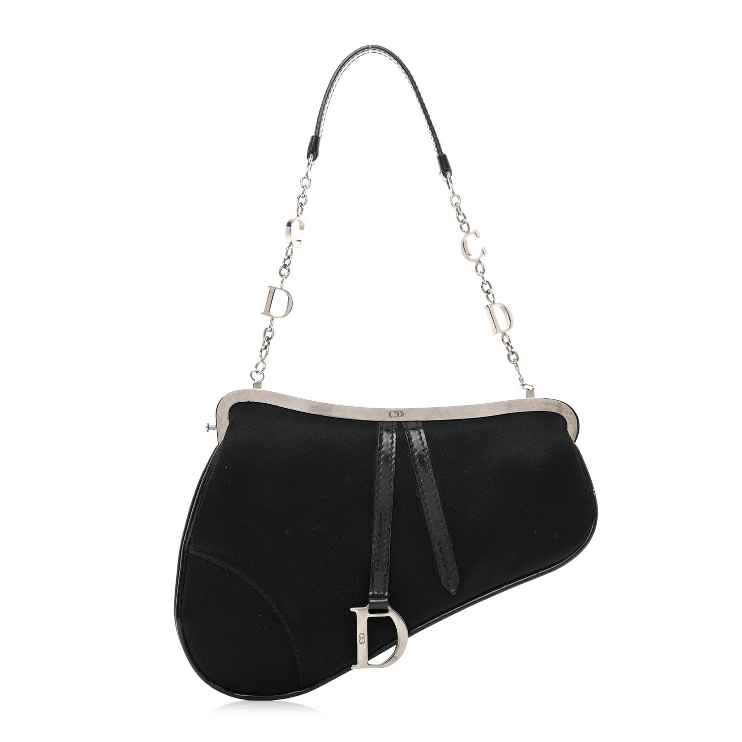 Christian Dior Satin Mini Frame Saddle Black 1 of 10