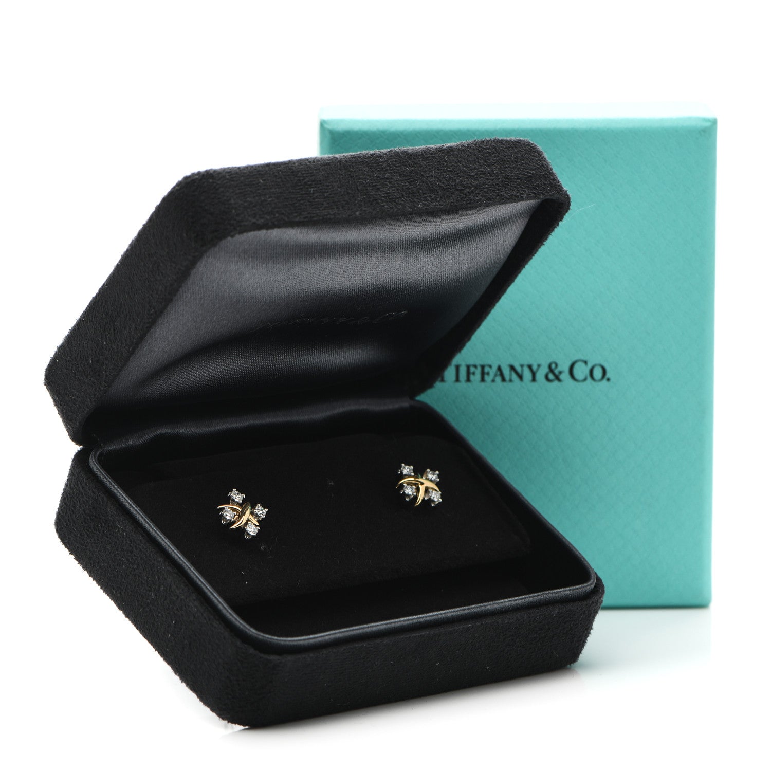 Tiffany Platinum 18K Yellow Gold Diamond Schlumberger Lynn Earrings 5 of 5