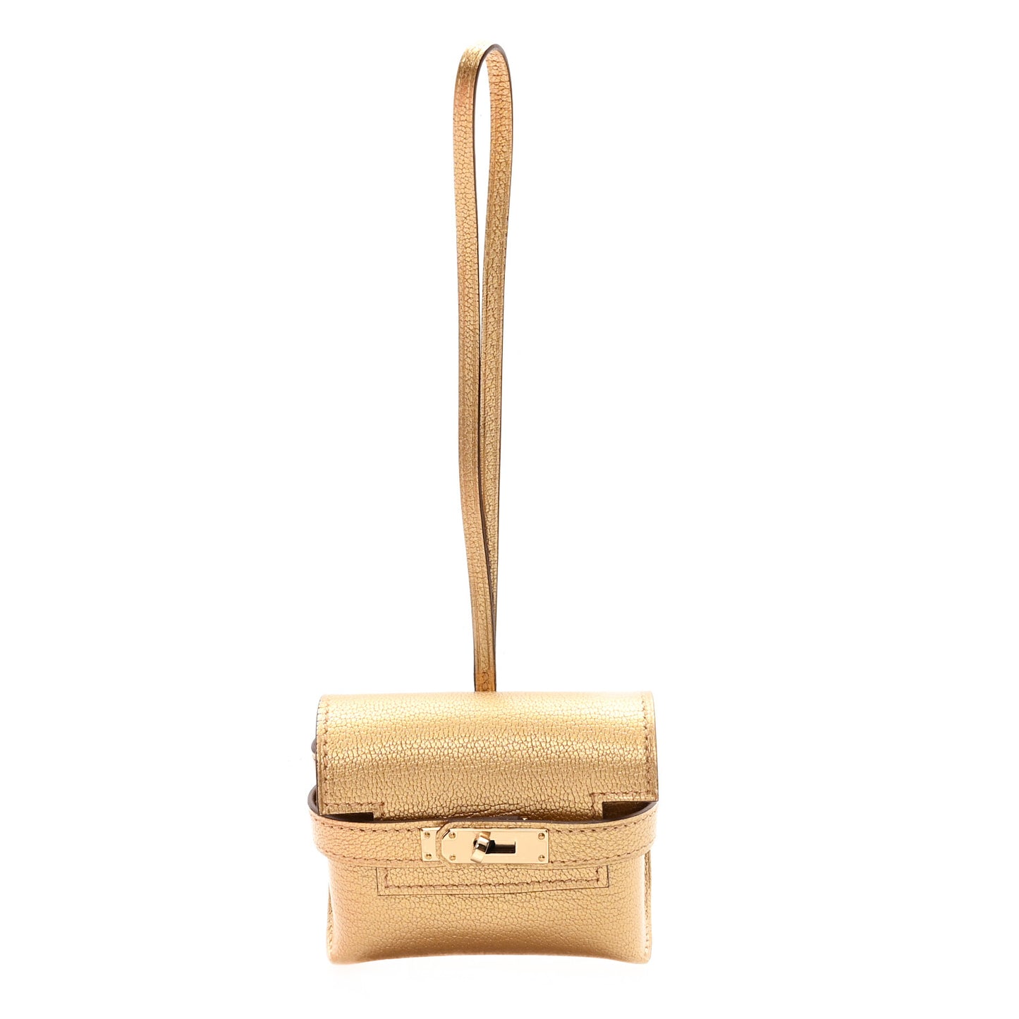 Metallic Chevre Chamkilight Festival Kelly Bag Charm Dore