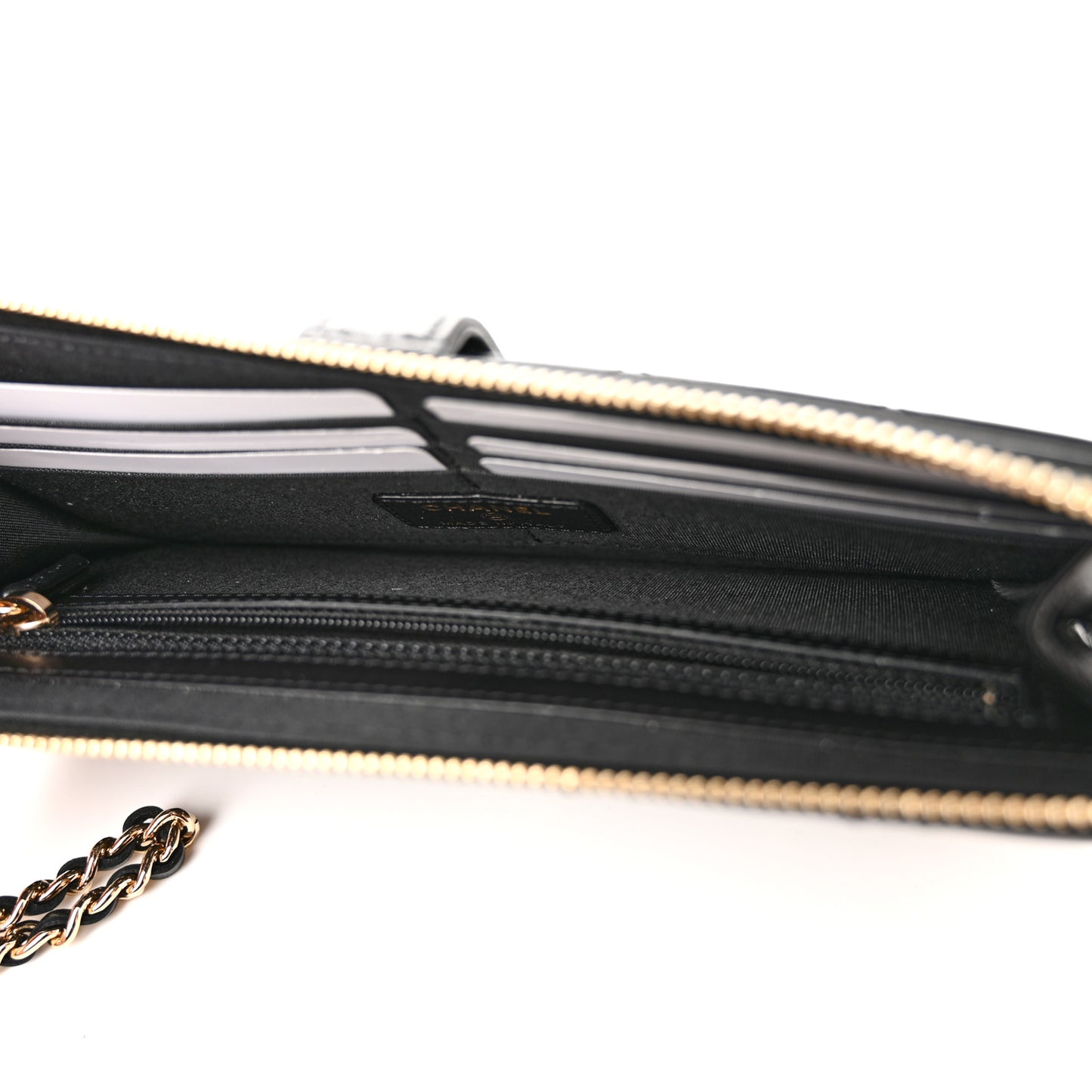 Lambskin Quilted All About Chanel Charm Wristlet Wallet Black