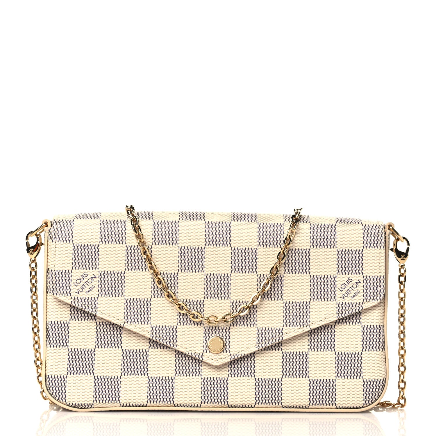 Louis Vuitton Damier Azur Pochette Felicie Chain Wallet Rose Ballerine 3 of 7