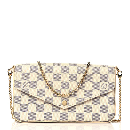 Louis Vuitton Damier Azur Pochette Felicie Chain Wallet Rose Ballerine 3 of 7
