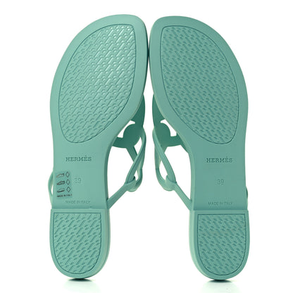 Hermes Rubber Womens Egerie Sandals 39 Vert Embrun 7 of 10