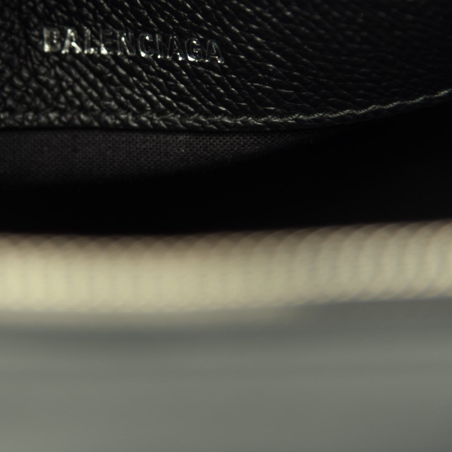 Signature Grained Calfskin Logo S Ville Top Handle Bag Black