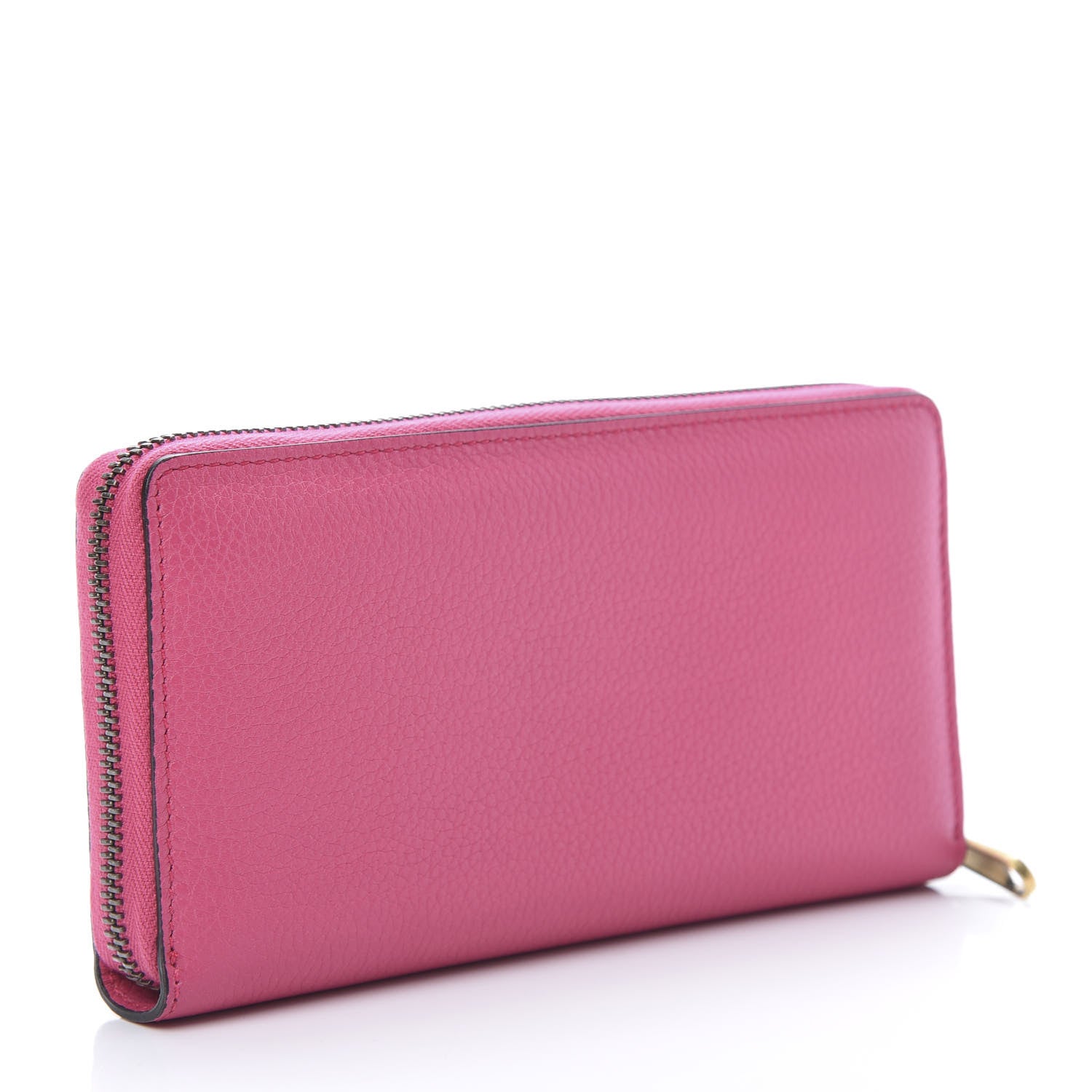 Gucci Grained Calfskin Logo Zip Around Wallet Box Pink Green 3 of 8
