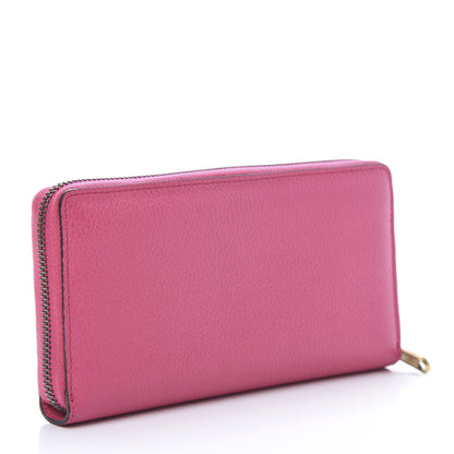 Gucci Grained Calfskin Logo Zip Around Wallet Box Pink Green 3 of 8
