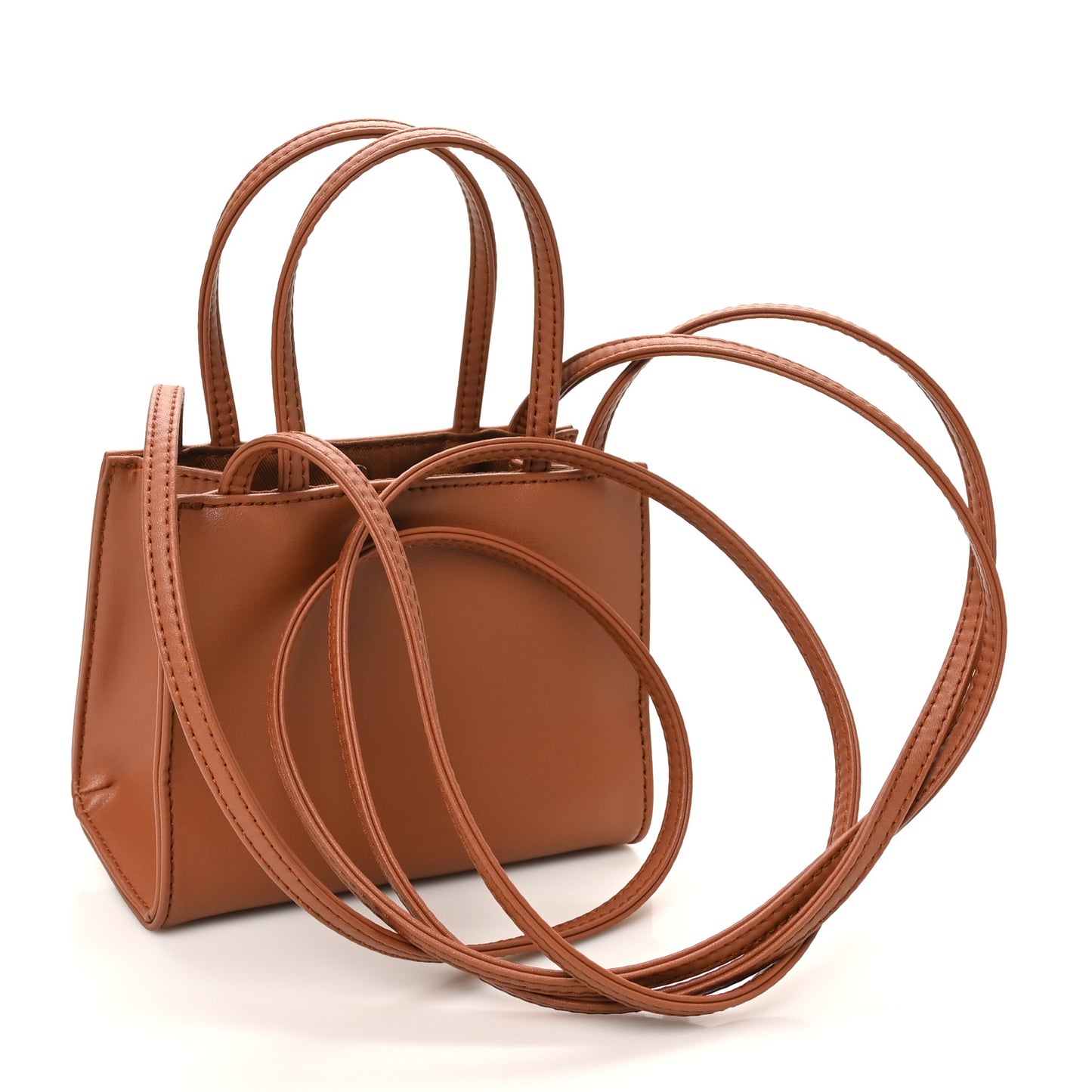Vegan Leather Small Shopping Bag Tan