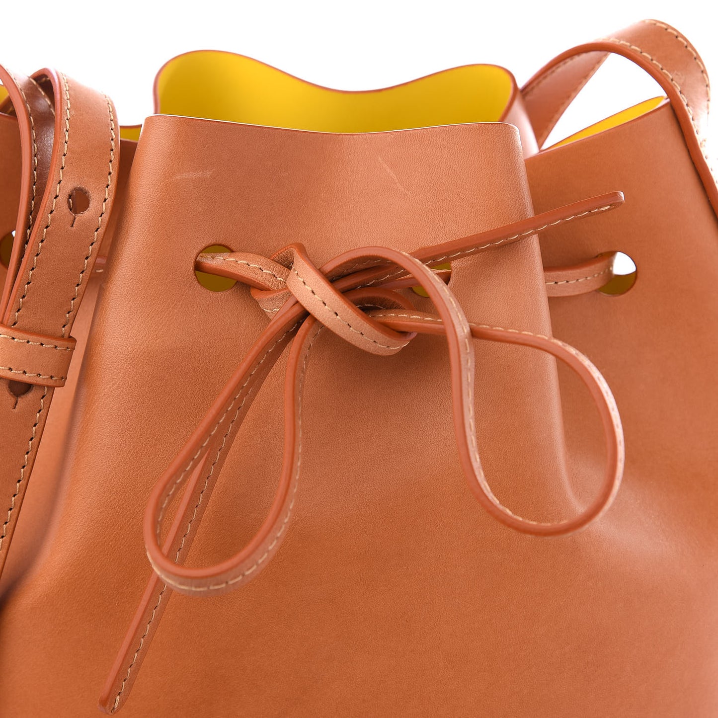 Vegetable Tanned Calfskin Mini Bucket Bag Cammello Sun