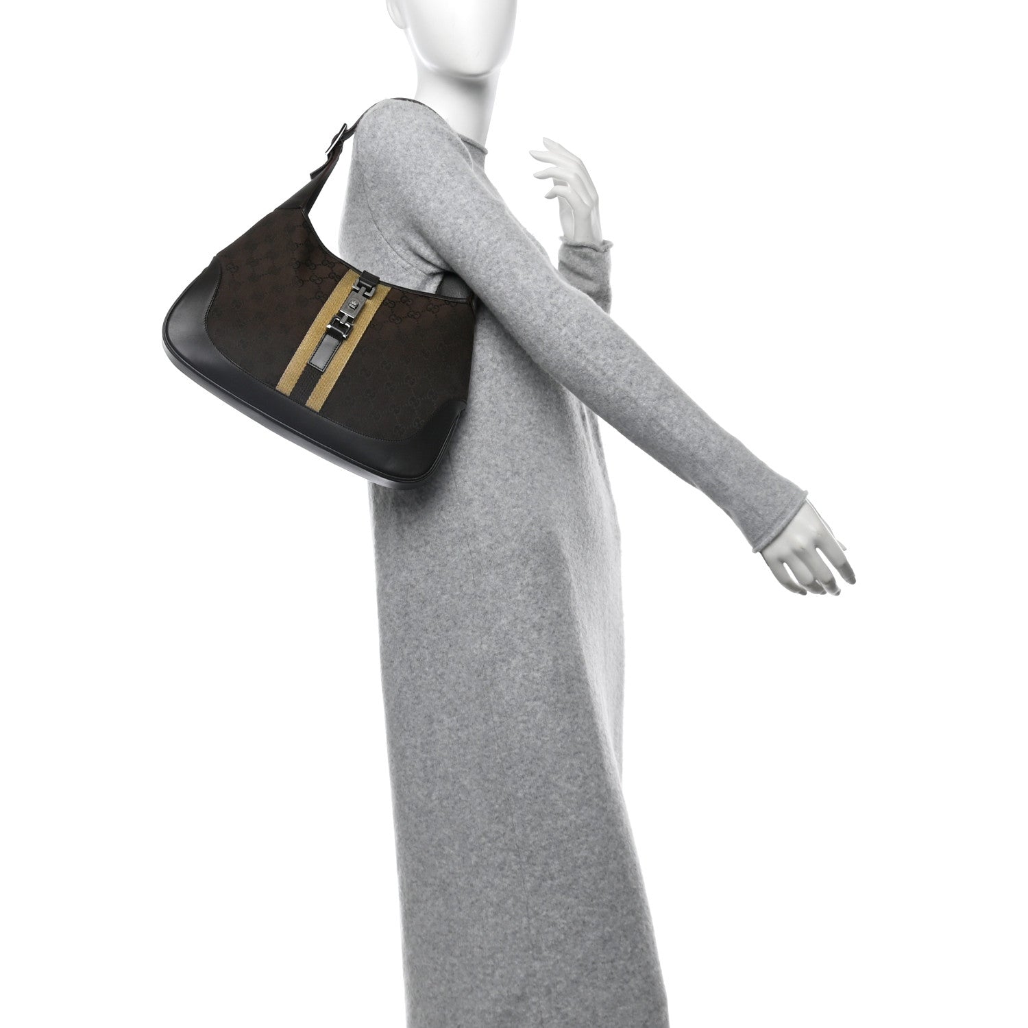 Gucci Monogram Small Jackie O Hobo Dark Brown 2 of 14