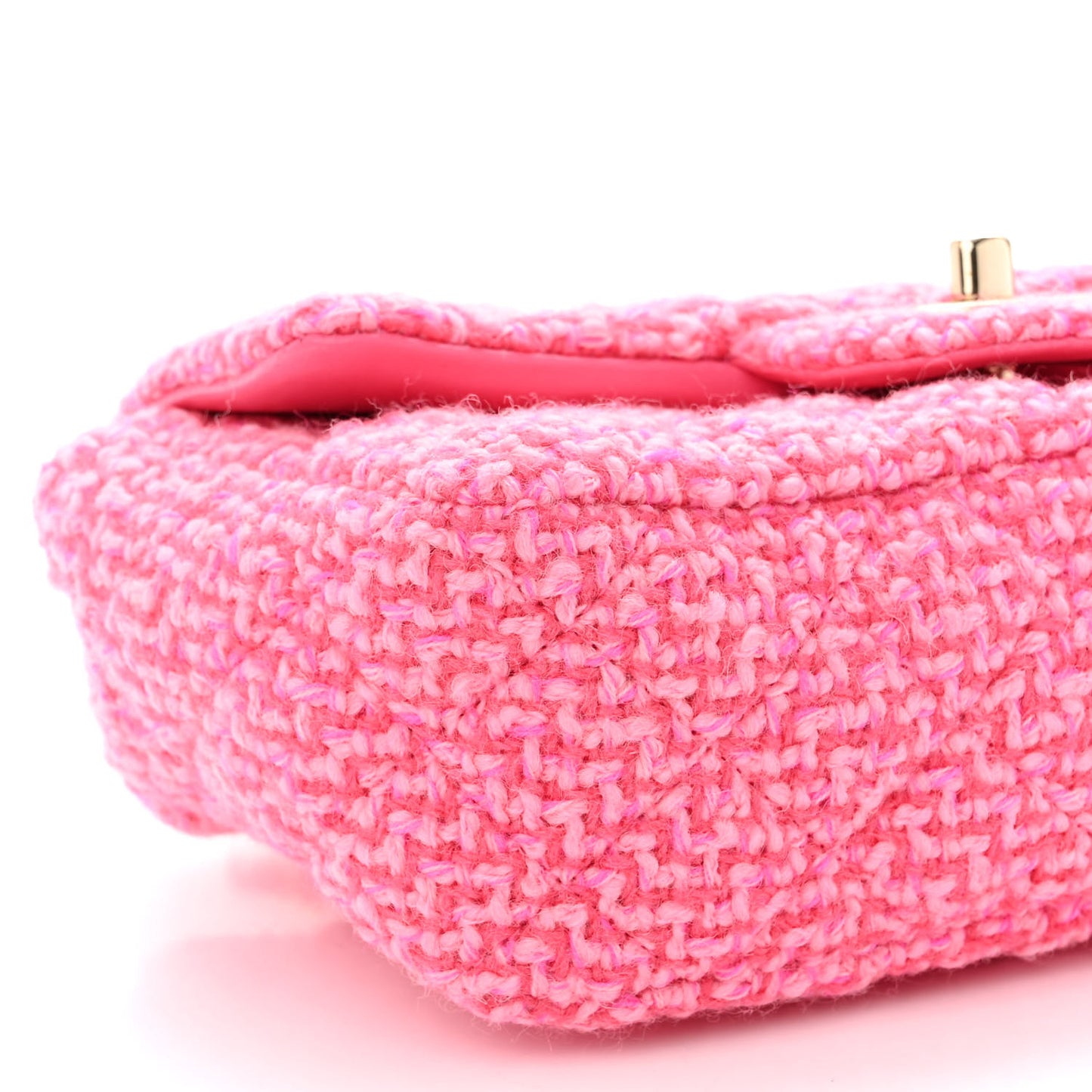 Wool Tweed Quilted Mini Rectangular Flap Dark Pink Fuchsia