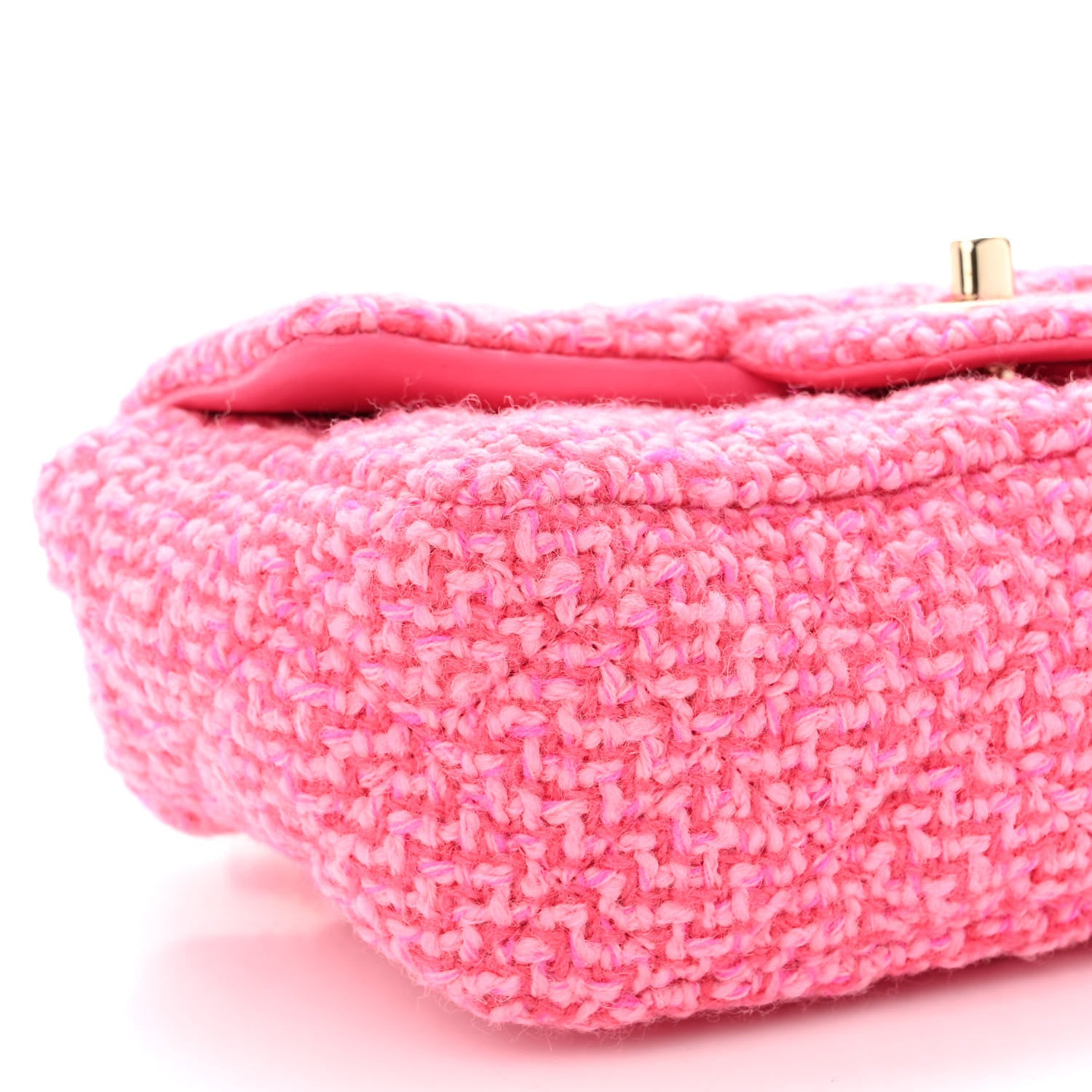 Chanel Wool Tweed Quilted Mini Rectangular Flap Dark Pink Fuchsia 9 of 10