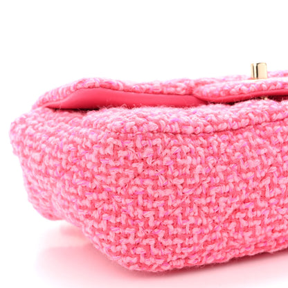 Chanel Wool Tweed Quilted Mini Rectangular Flap Dark Pink Fuchsia 9 of 10