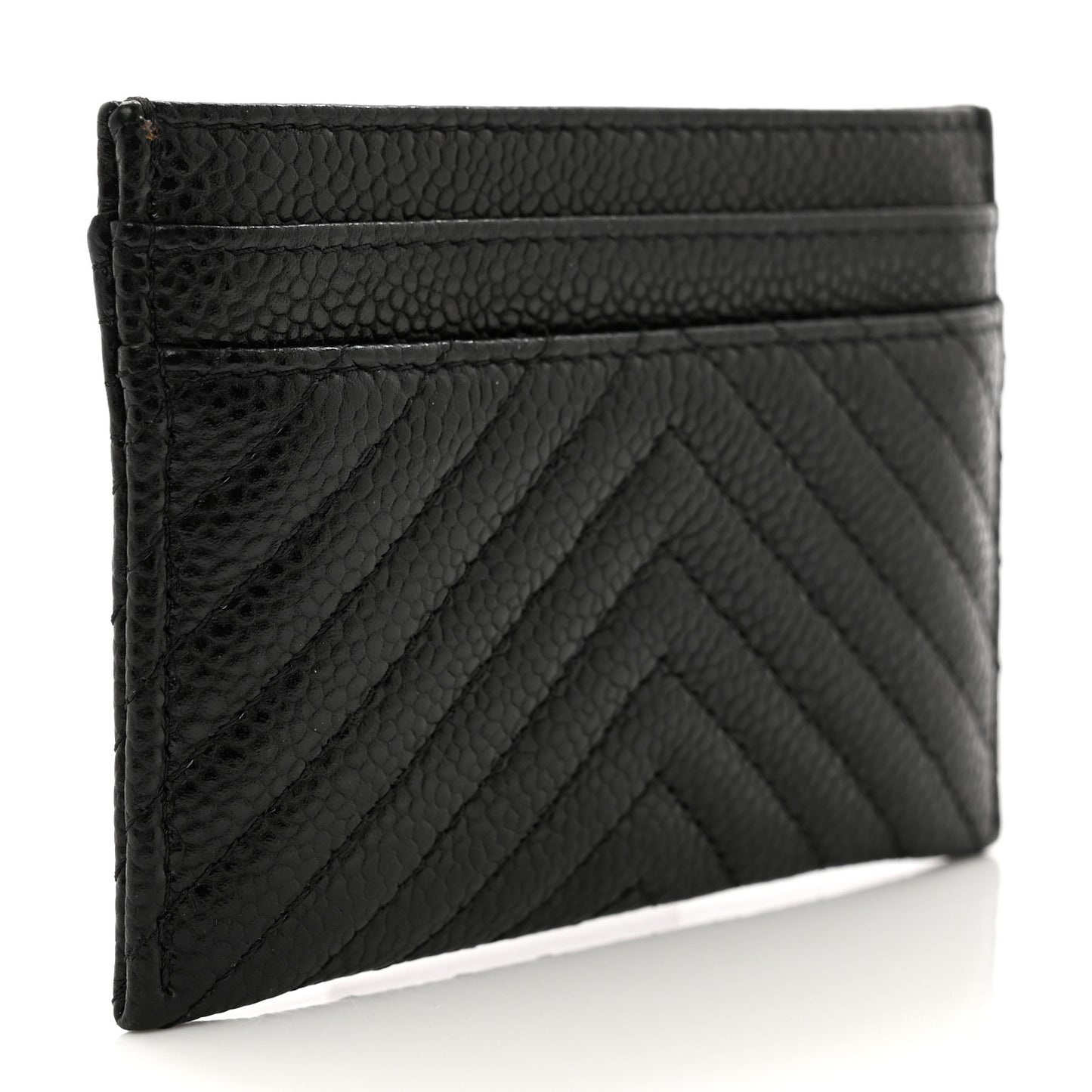 Caviar Chevron Quilted Boy Card Holder Black