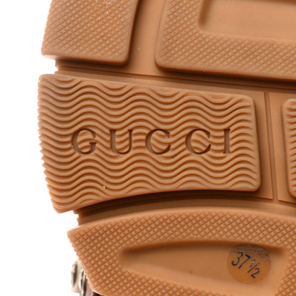 Gucci X SEGA Suede Calfskin GG Monogram Womens Flashtrek High-Top Sneakers 37.5 New Cuir Beige Ruggine 7 of 7