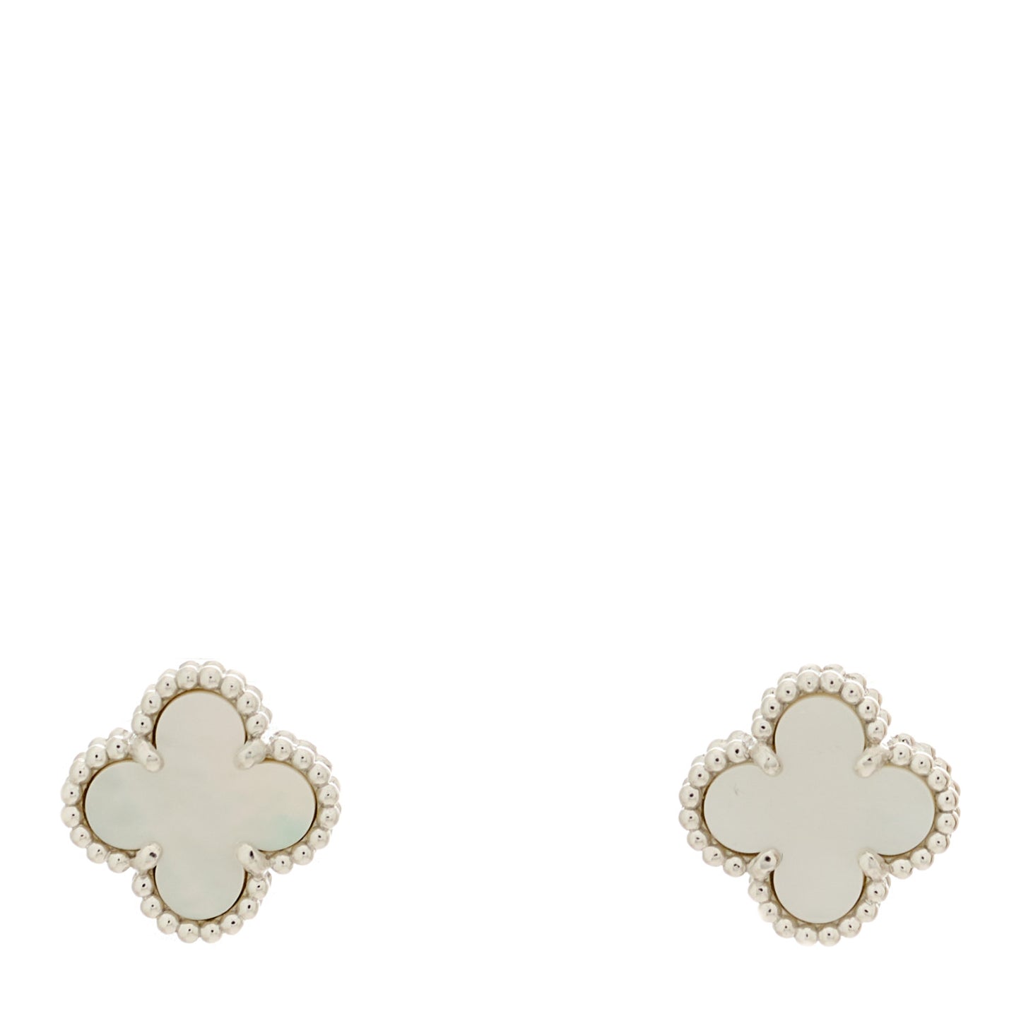 18K White Gold Mother of Pearl Sweet Alhambra Earrings