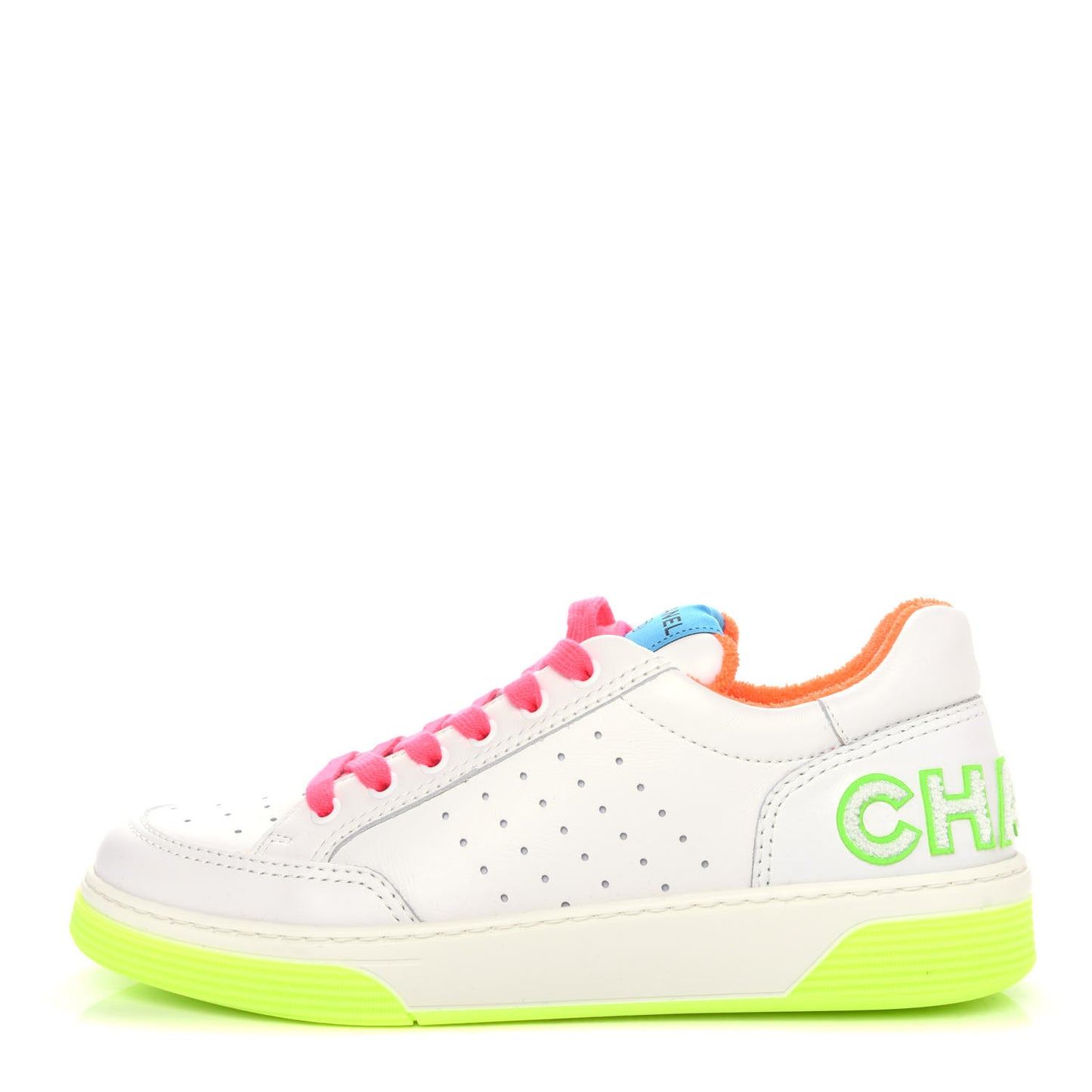 Calfskin Womens Logo Sneakers 40.5 White Multicolor