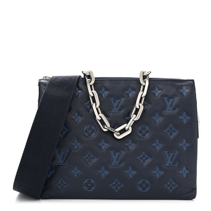Louis Vuitton Lambskin Embossed Monogram Coussin PM Navy 1 of 11