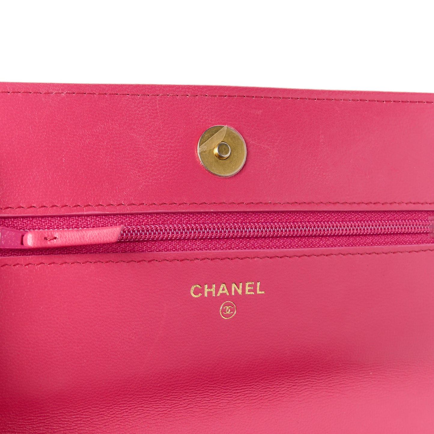 Lambskin Quilted Chanel 19 Wallet On Chain WOC Dark Pink