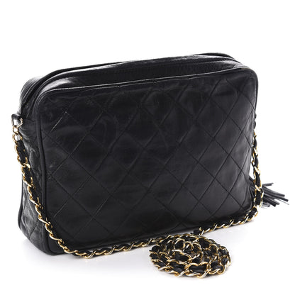 Chanel Lambskin Quilted CC Tassel Camera Case Black 3 of 11