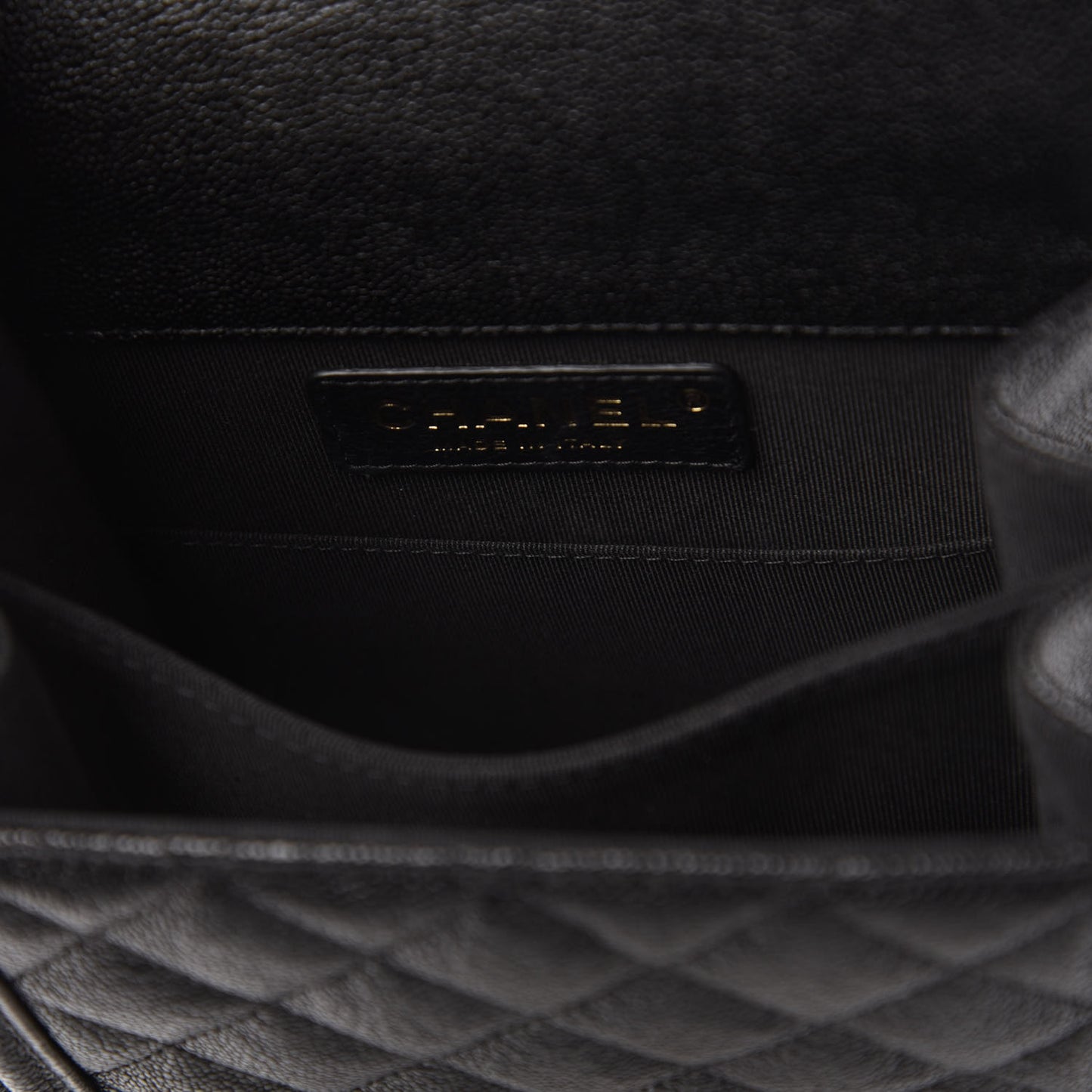 Caviar Quilted North South Boy Flap Black