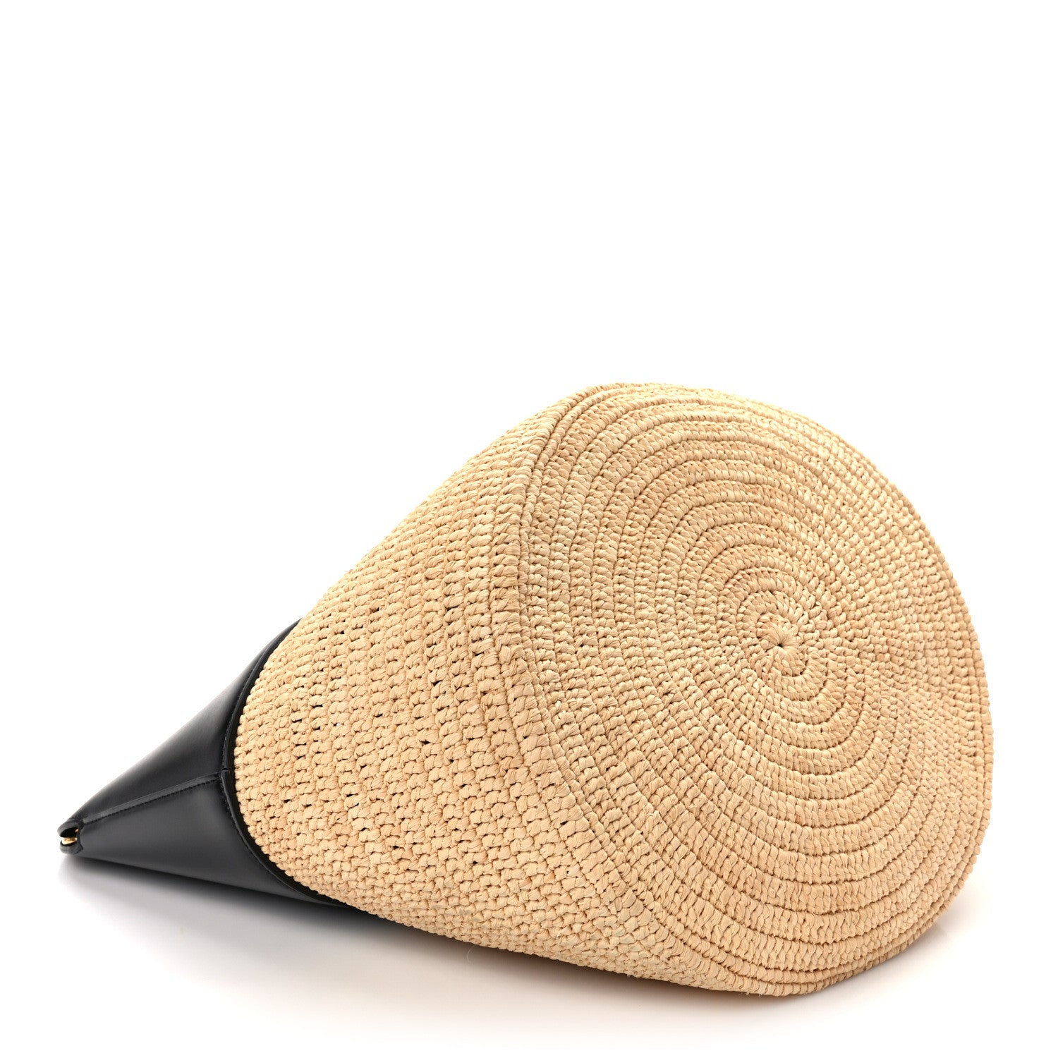 Celine Raffia Calfskin Basket Bag Natural Black 4 of 13