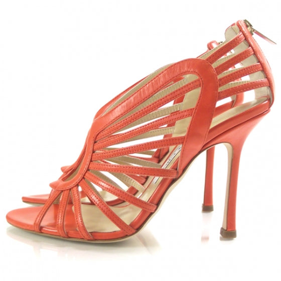 Jimmy Choo Kidskin Samoa Sandals 36.5 Orange 3 of 7