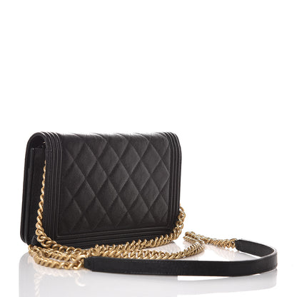 Chanel Caviar Quilted Boy Wallet On Chain WOC Black 3 of 13