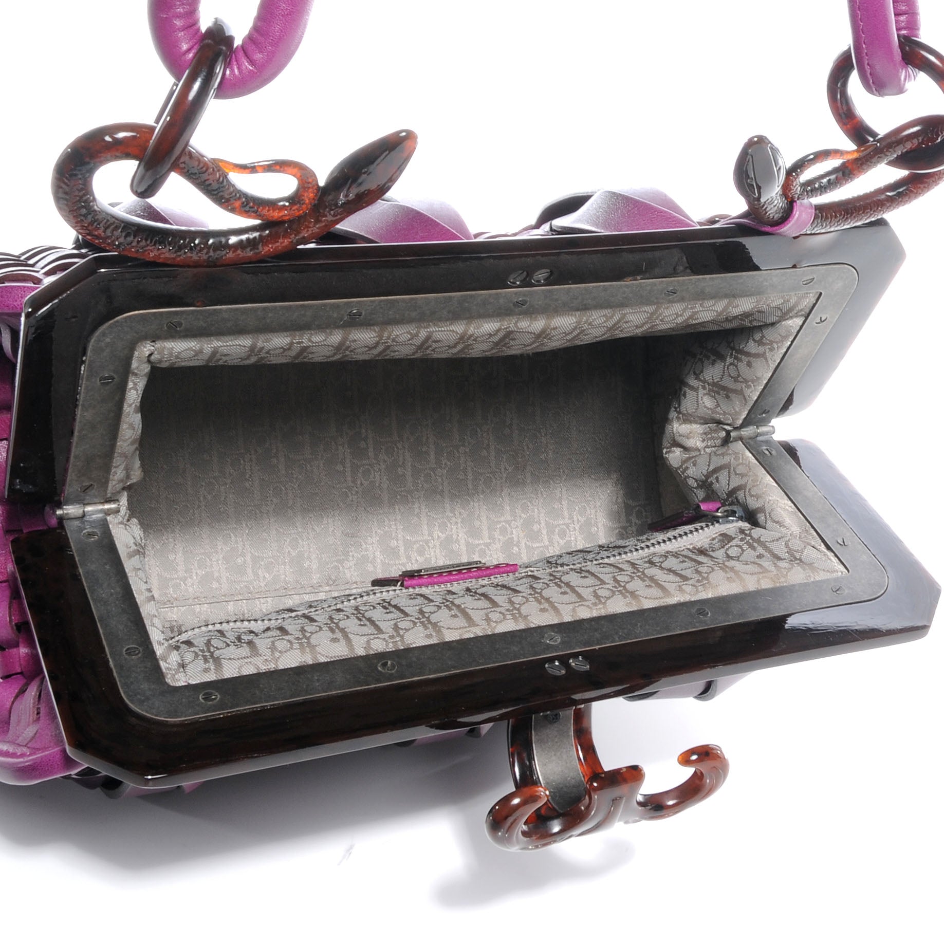 Christian Dior Leather Samourai 1947 Intrecciato Frame Bag Fuchsia 5 of 8