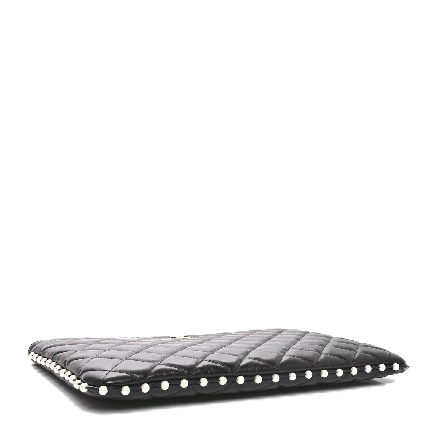 Calfskin Quilted Pearl Medium Cosmetic Case Black