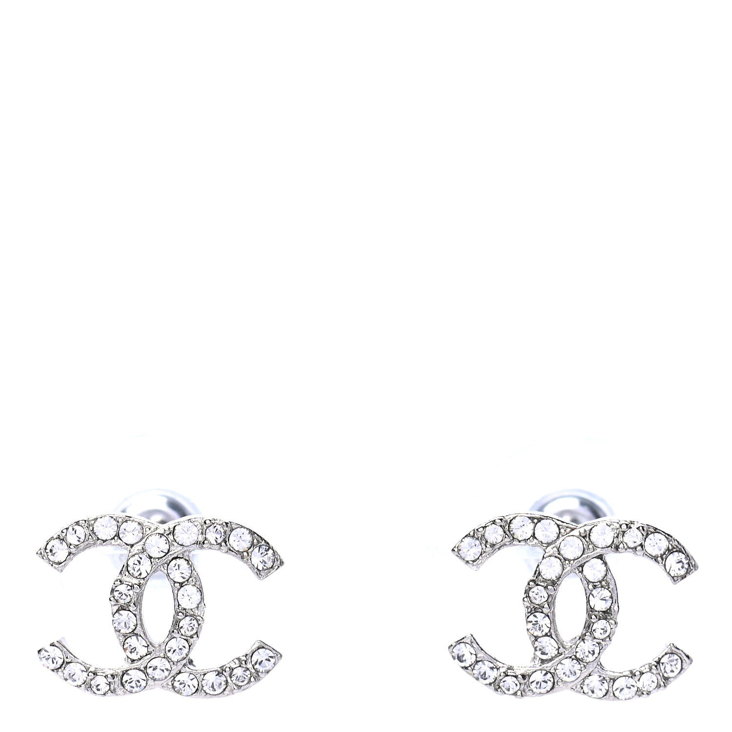 Chanel Crystal CC Earrings Silver 1 of 4