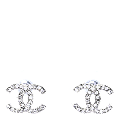 Chanel Crystal CC Earrings Silver 1 of 4