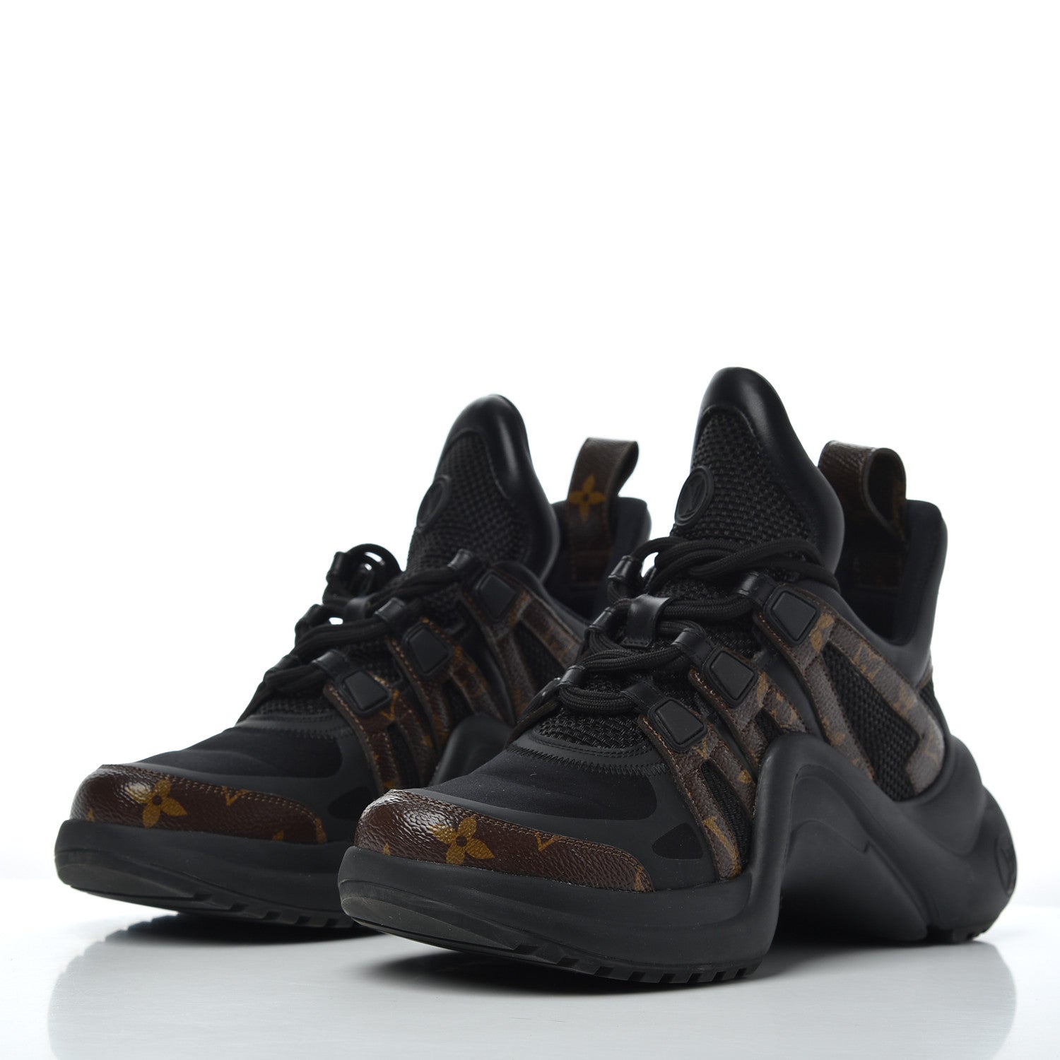 Louis Vuitton Calfskin Patent Monogram LV Archlight Sneakers 37.5 Black 3 of 12