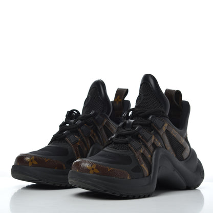 Louis Vuitton Calfskin Patent Monogram LV Archlight Sneakers 37.5 Black 3 of 12
