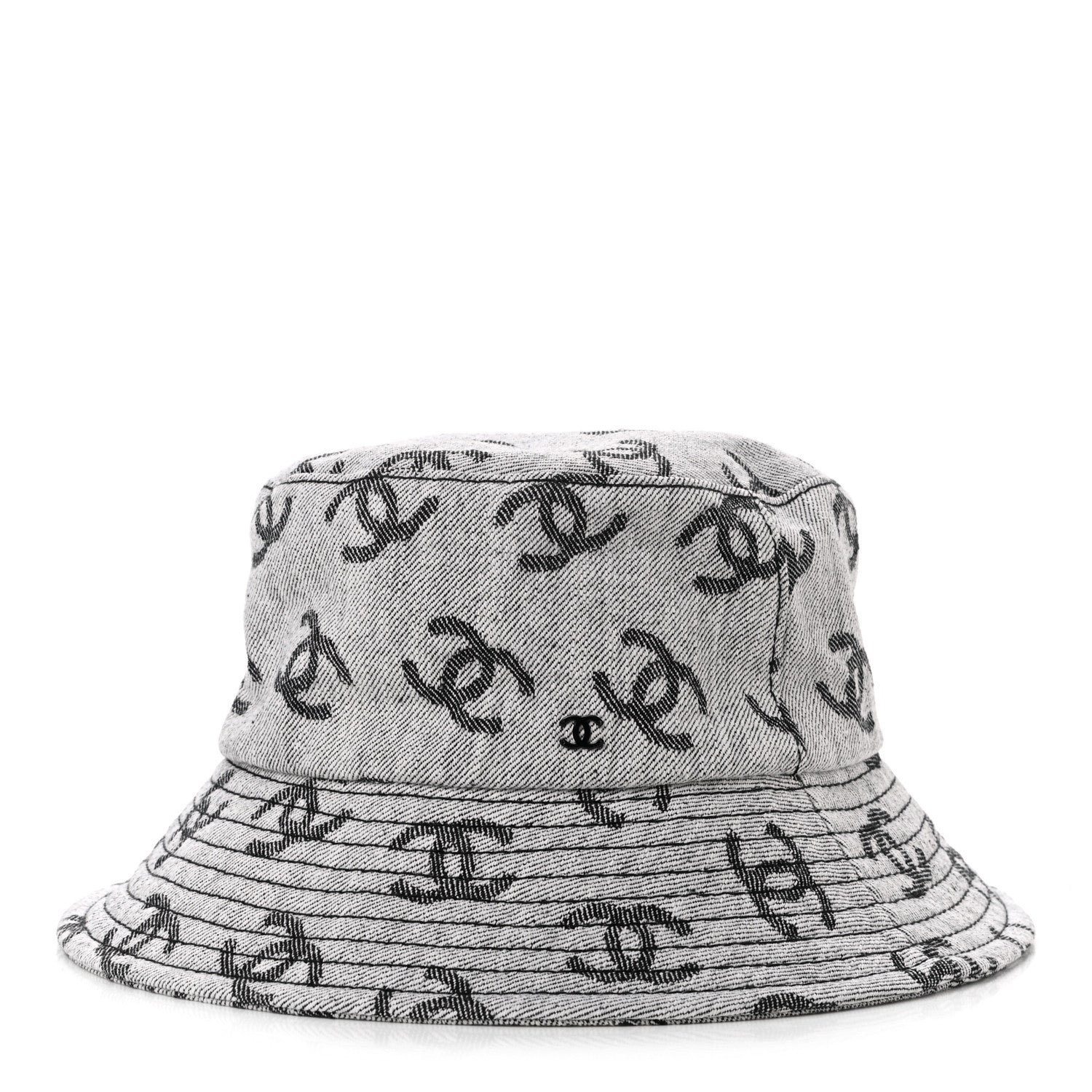 Chanel Denim CC Bucket Hat M White Black 1 of 8