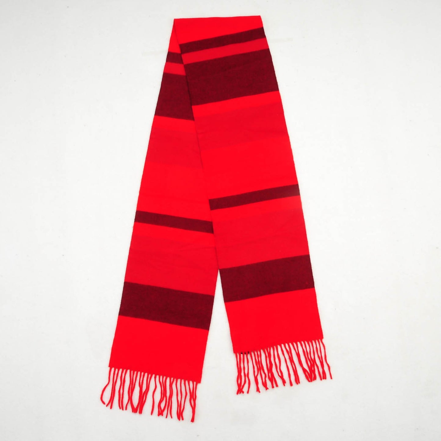 Merino Wool Cashmere Check Scarf Red