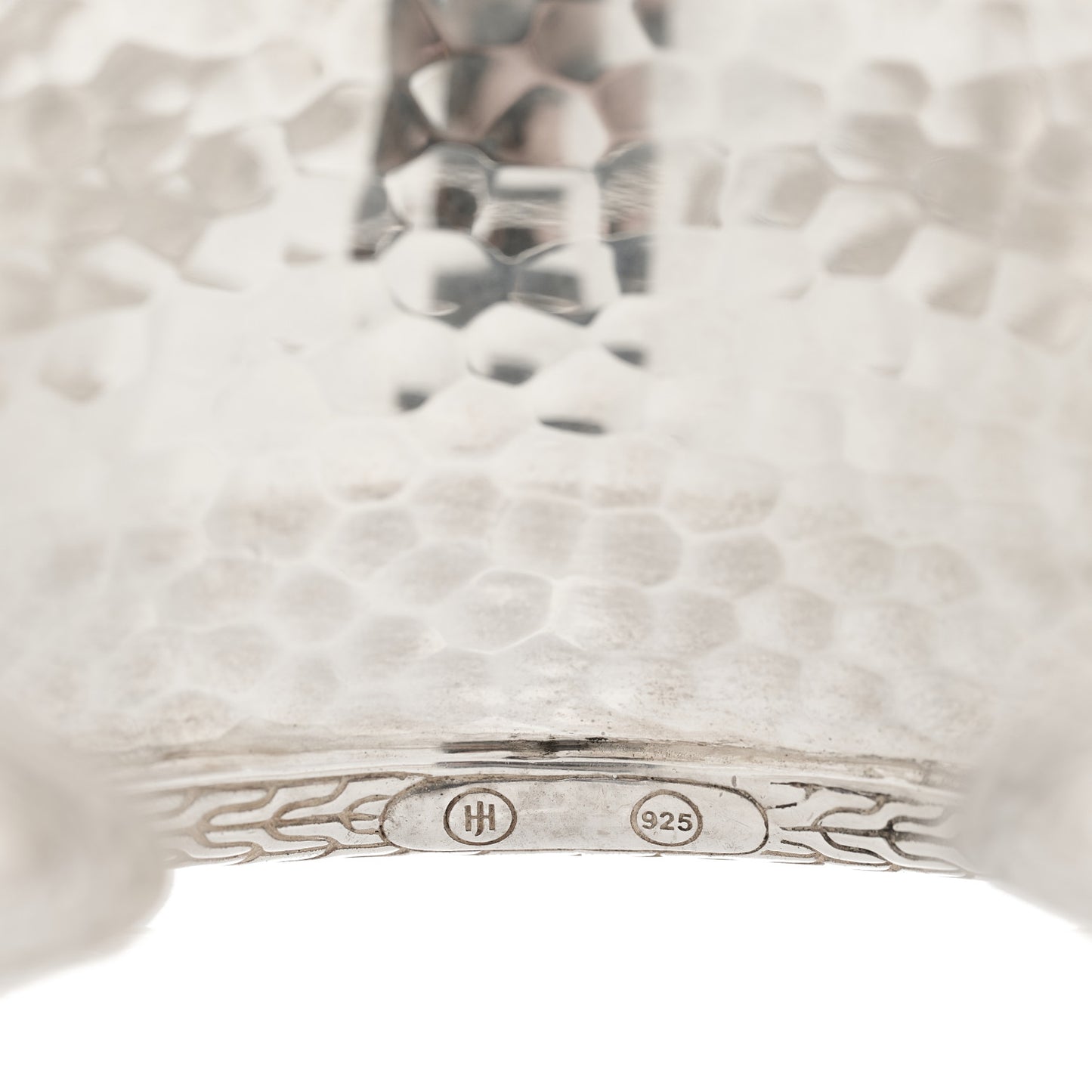 Sterling Silver Classic Chain Hammered Cuff Bracelet