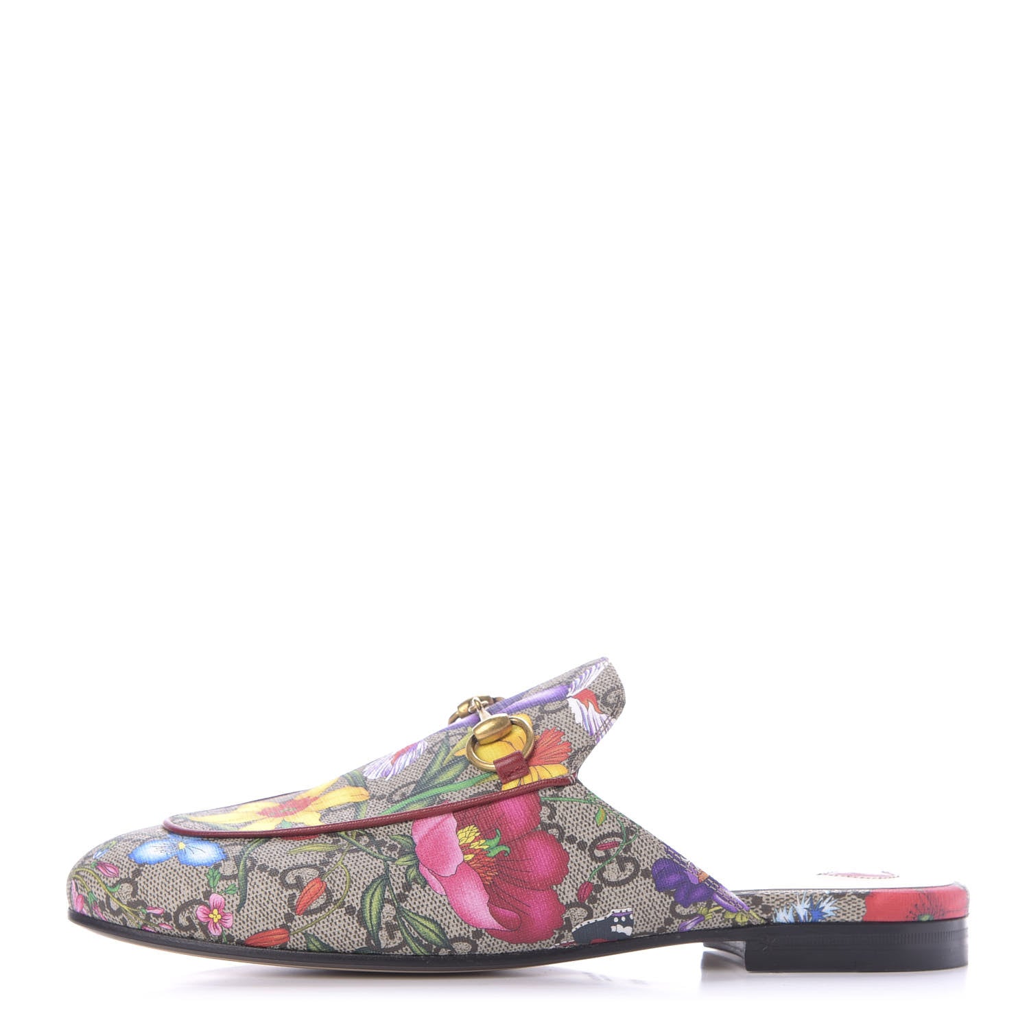 Gucci GG Supreme Monogram Flora Womens Princetown Slippers 36.5 Beige Ebony Multicolor Rosso 1 of 9