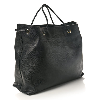 Gucci Calfskin Large Gifford Braided Handle Tote Black 3 of 9