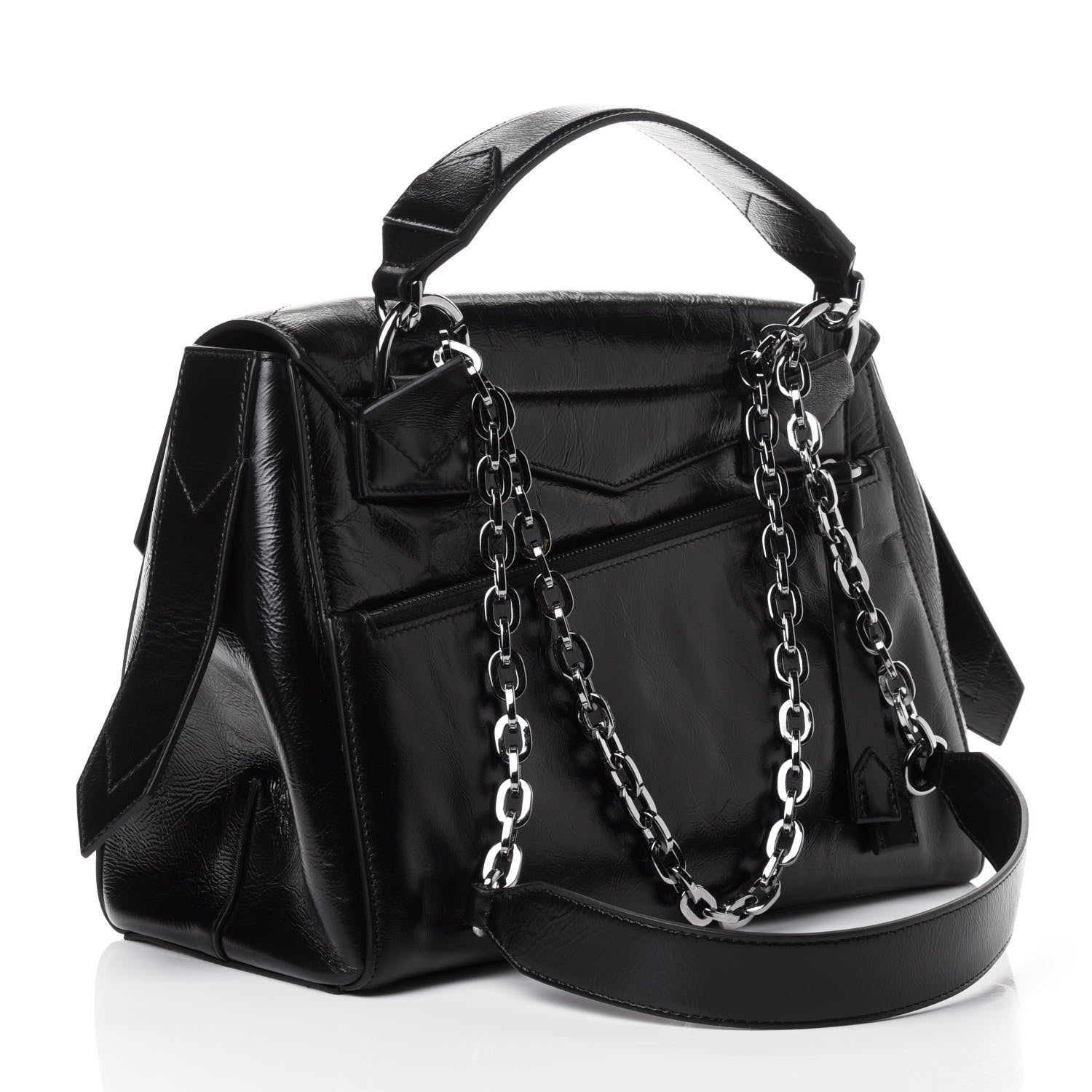 Givenchy Creased Patent Calfskin Medium ID Flap Black 2 of 4