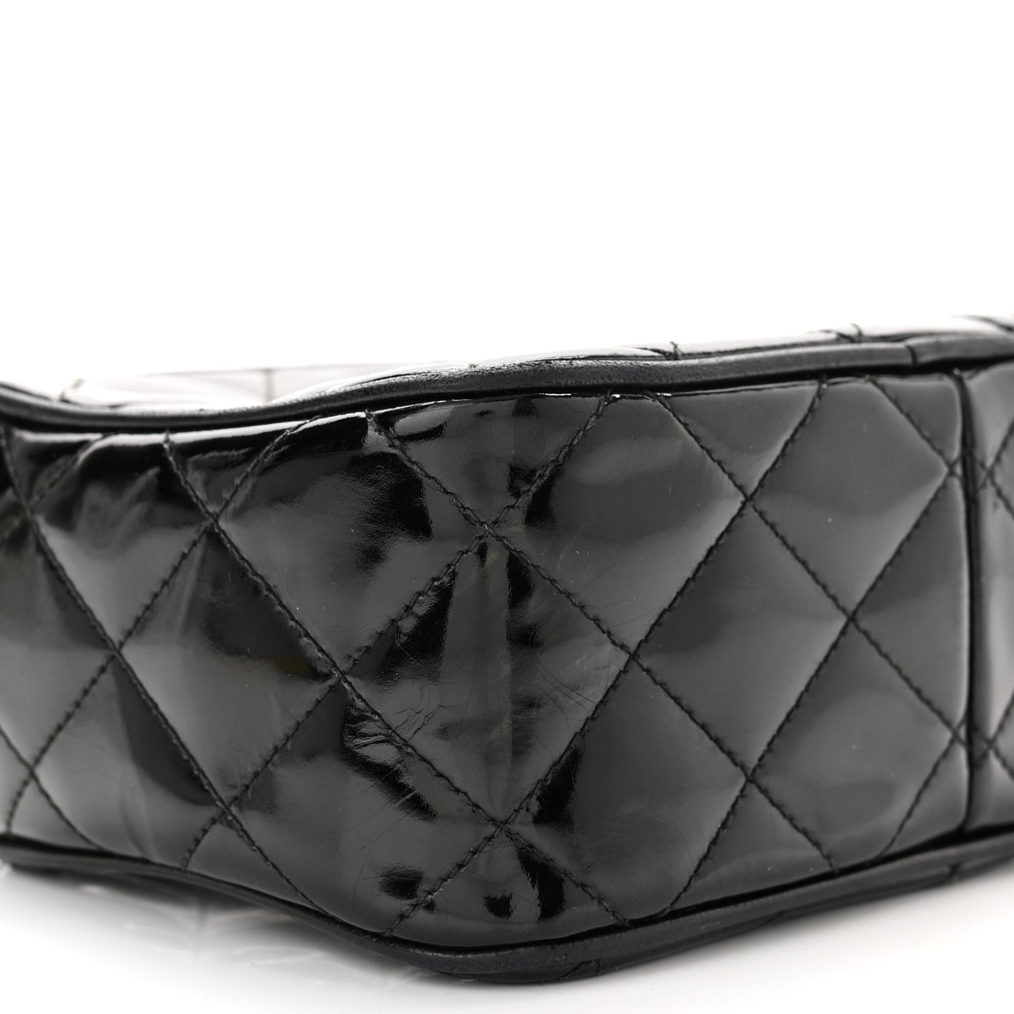 Patent Quilted Tassel Camera Case Black