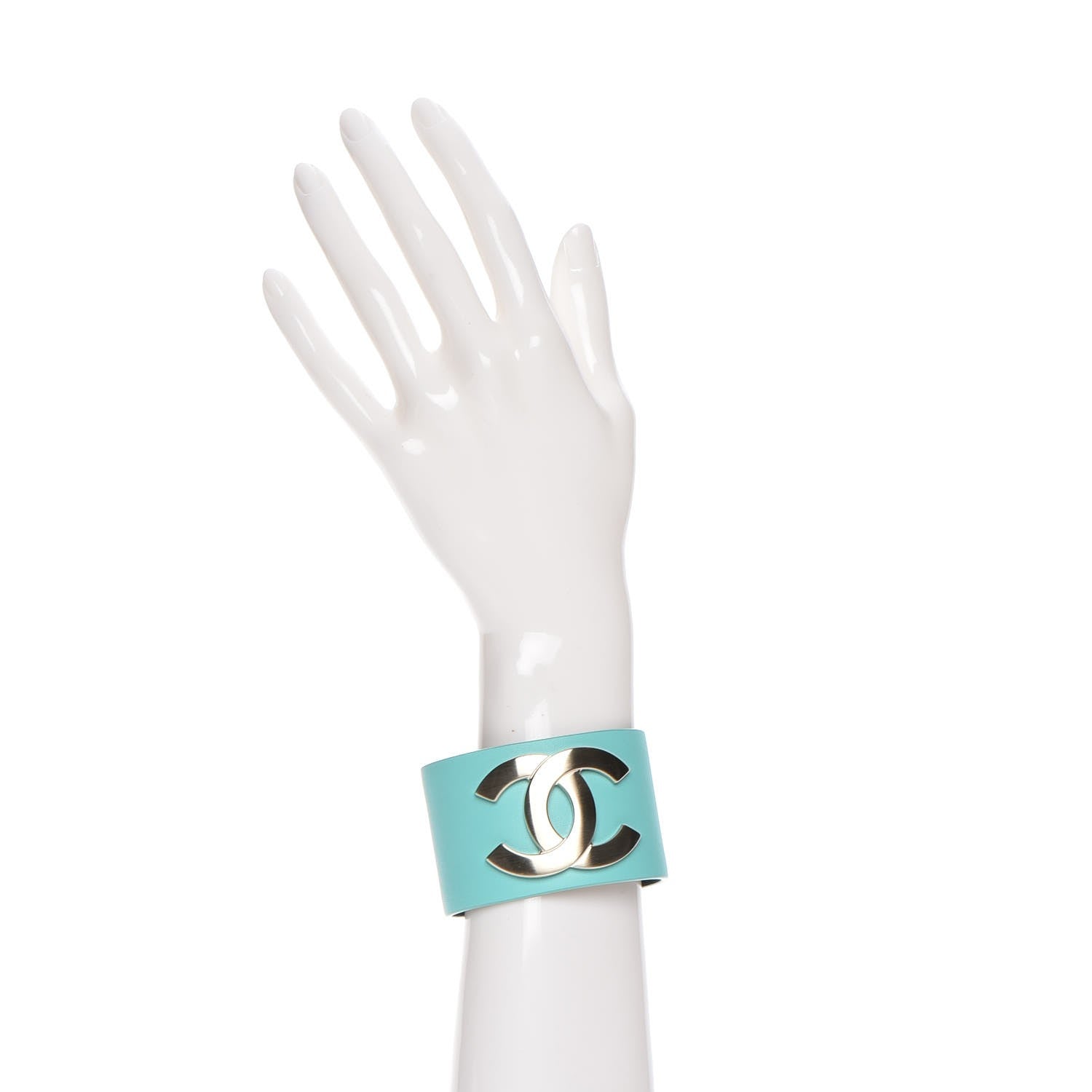 Chanel Calfskin CC Wide Cuff Light Green 2 of 7