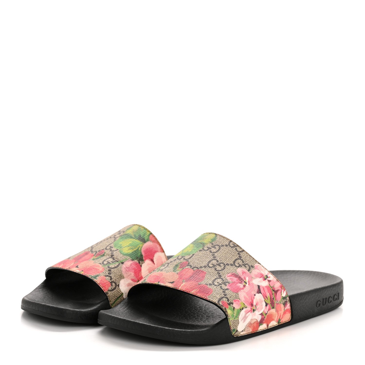 Gucci GG Supreme Monogram Blooms Slide Sandals 37 Beige Multicolor 4 of 9