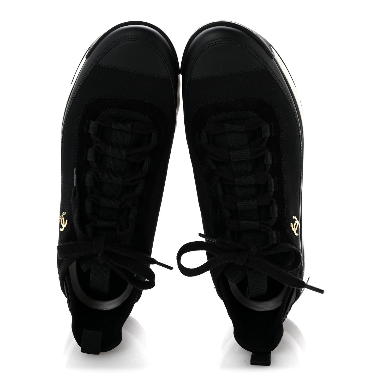 Velvet Calfskin Mixed Fibers CC Sneakers 41.5 Black